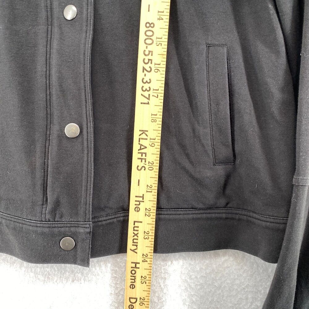 EILEEN FISHER Jacket S Organic Cotton Stretch Jersey Snap Full Zip Up Black USA - Picture 13 of 14